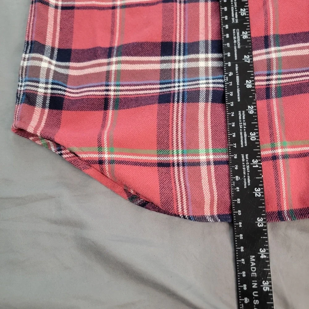 Polo Ralph Lauren Flannel Shirt Men's Large Tall Red Plaid Elbow Patches Pockets